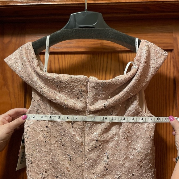 Cachet Blush Beaded Special Occassion Gown Floorlength Off the Shoulder - Picture 2 of 6